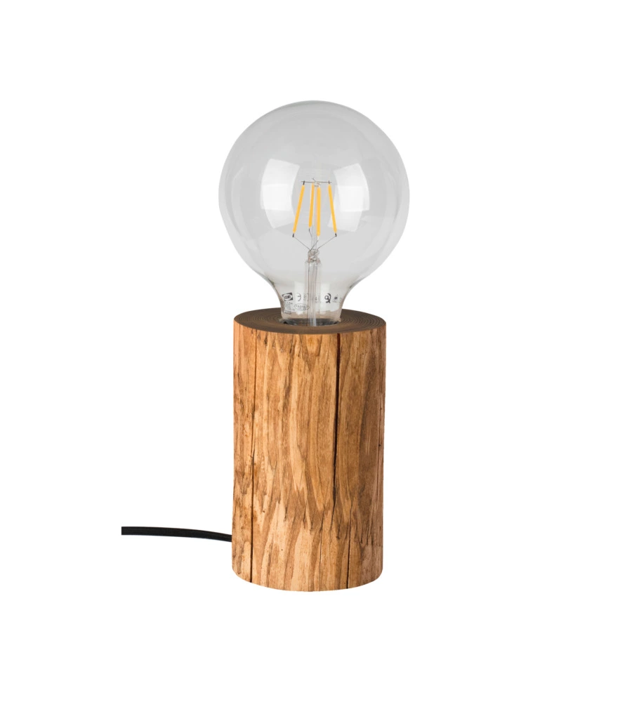 LUMETTO "TRABO" CON BASE IN PINO H15 CM, E27